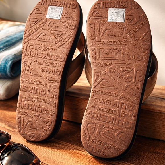 Quiksilver Men's Brown Strap Flip Flops - Cushioned Sandals size 13 - Picture 6 of 7